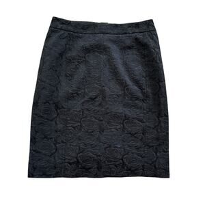 Vanessa Virginia Anthropologie black rose pattern knee-length skirt size 4